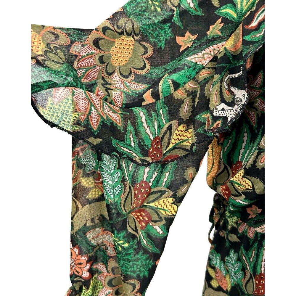 Scotch & Soda Maison Scott Forest Green Jungle Ruffle Size Large - Picture 15 of 16